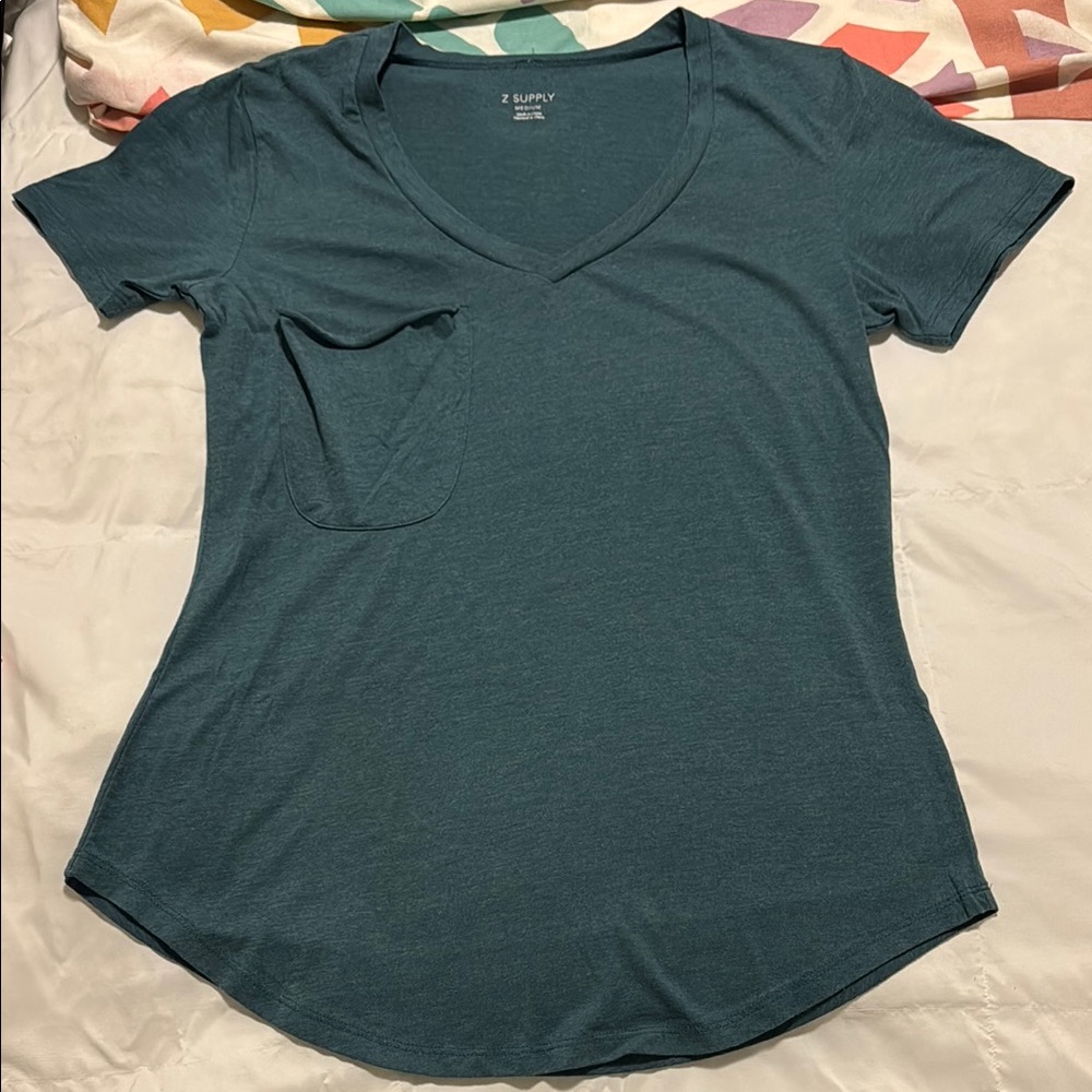 Z Supply Women's Teal V-Neck Top